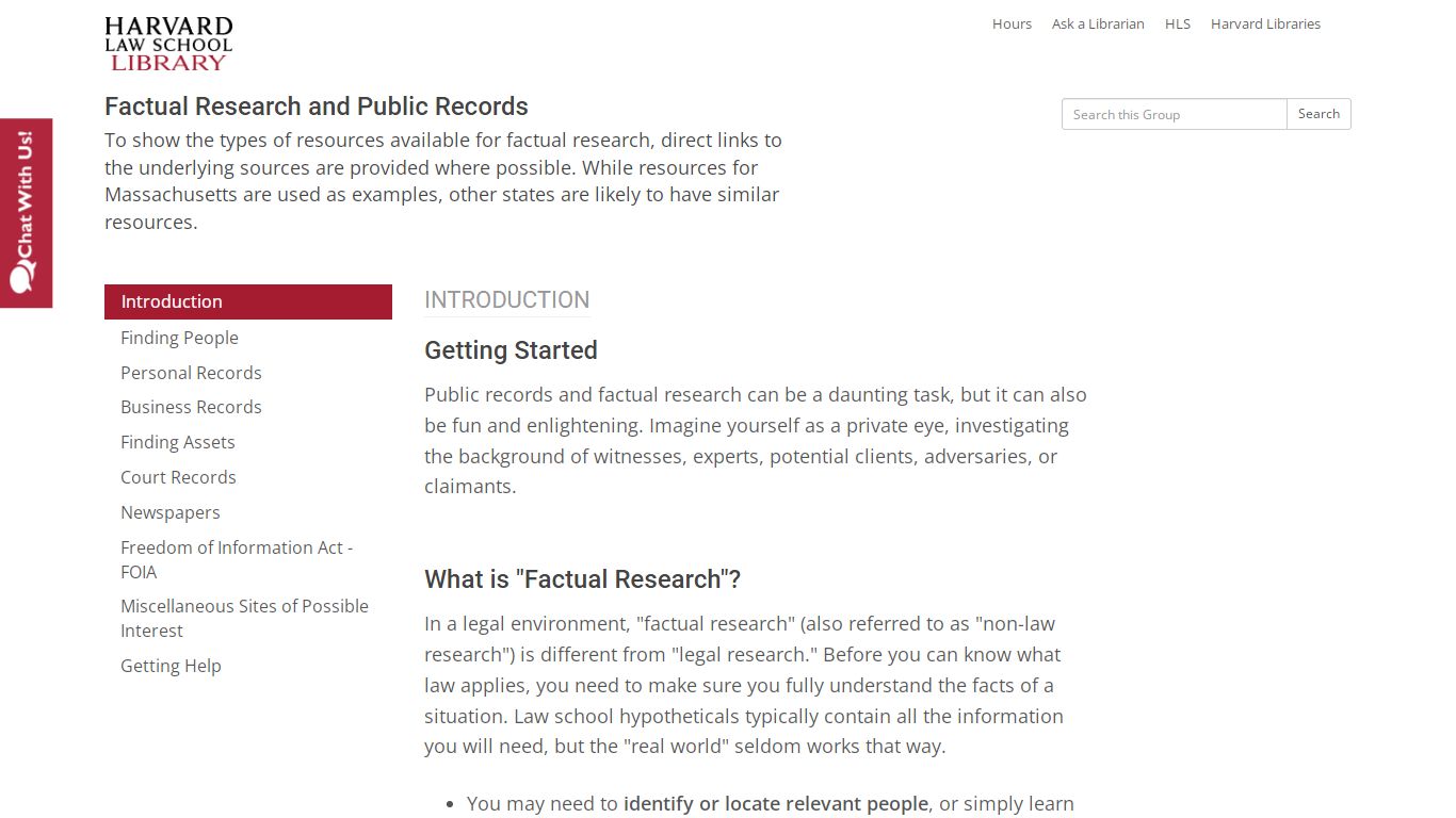 Factual Research and Public Records - Harvard Library